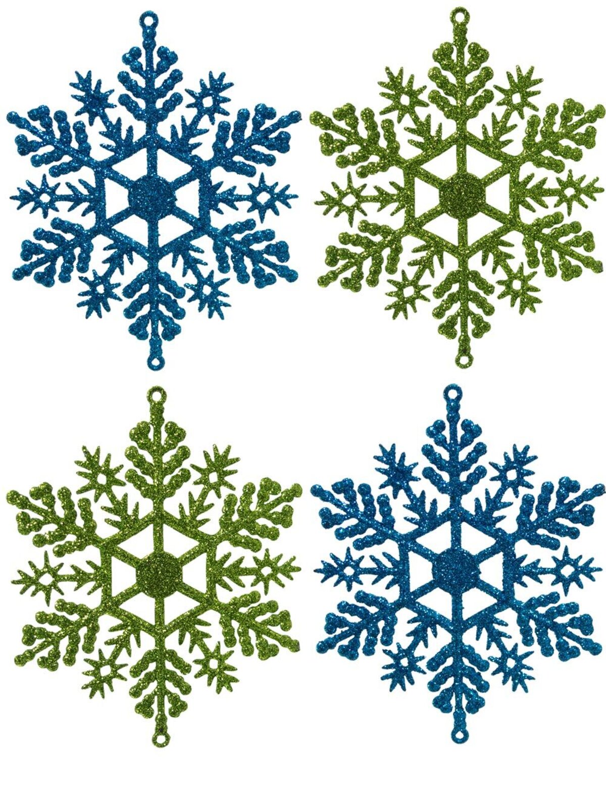 Turquoise & Lime Green Snowflake Hanging Decorations - 12 x 10cm