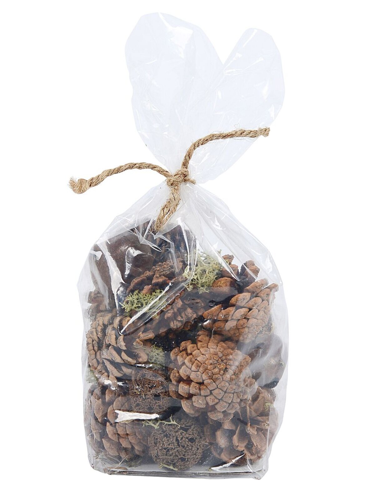 Various Natural Pine Cones With Moss & Bells Christmas Decoration Mix - 150g