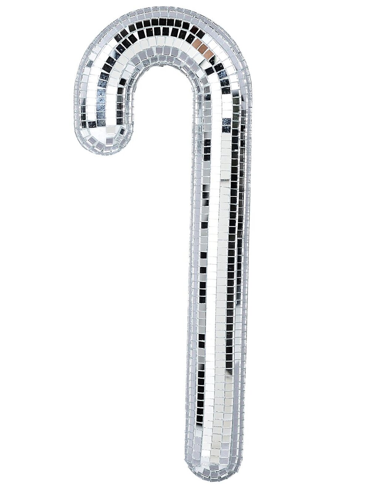 Whimsical Silver Mirror Ball Candy Cane Ornament | 26cm
