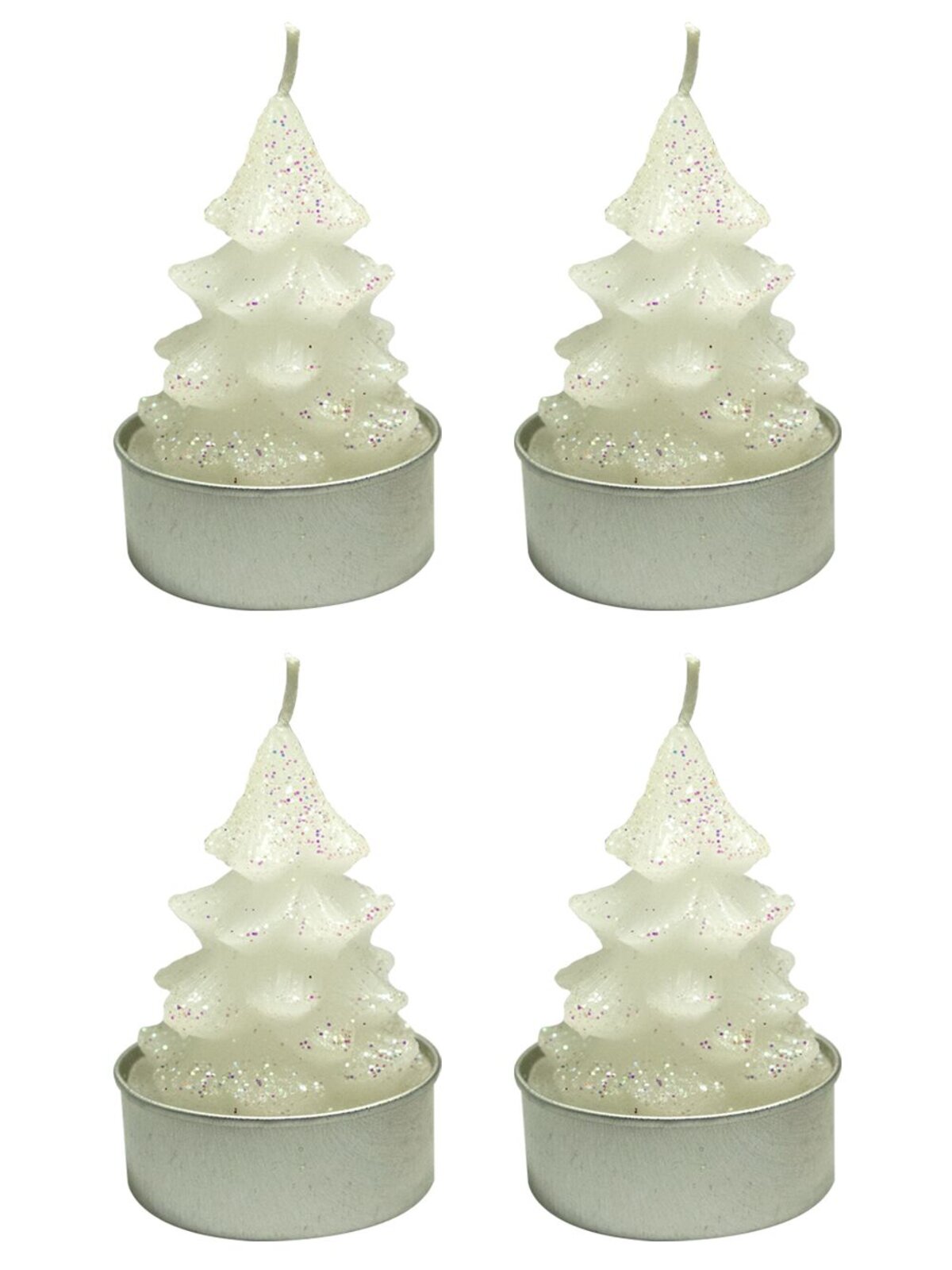 White Christmas Tree Tea Light Candles Pack - 6 x 55mm