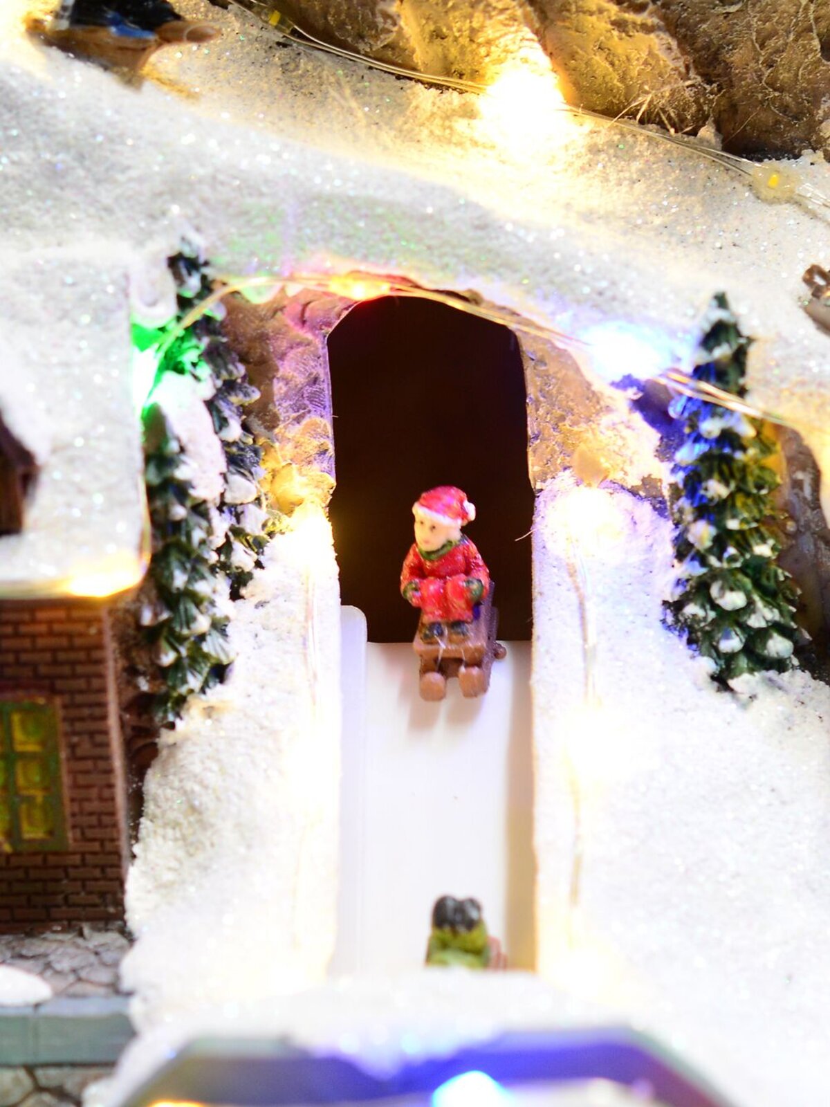 White Church With Revolving Christmas Tree - 37cm