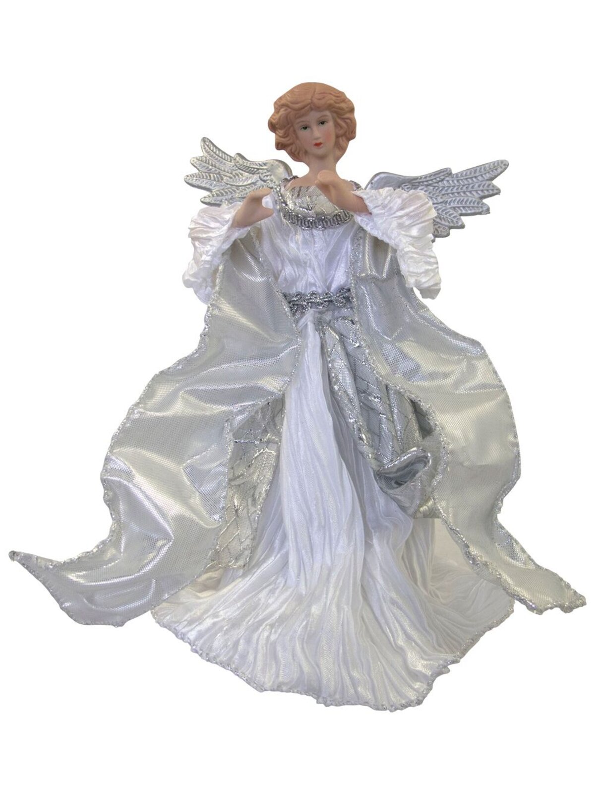 White & Silver Decorative Angel With Wings - 20cm