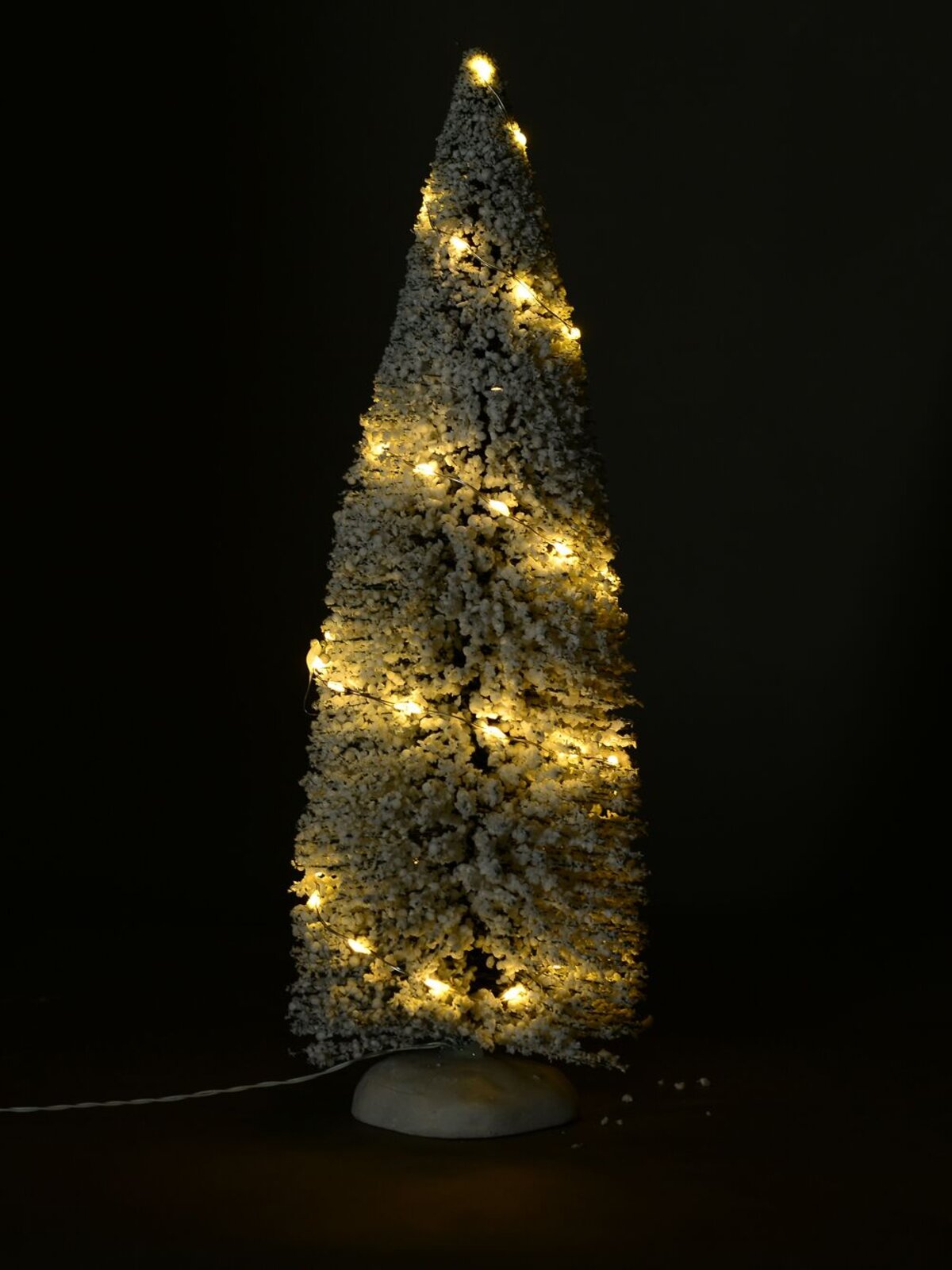 White Snow Flocked LED Pine Tree Village Scenery | 31cm