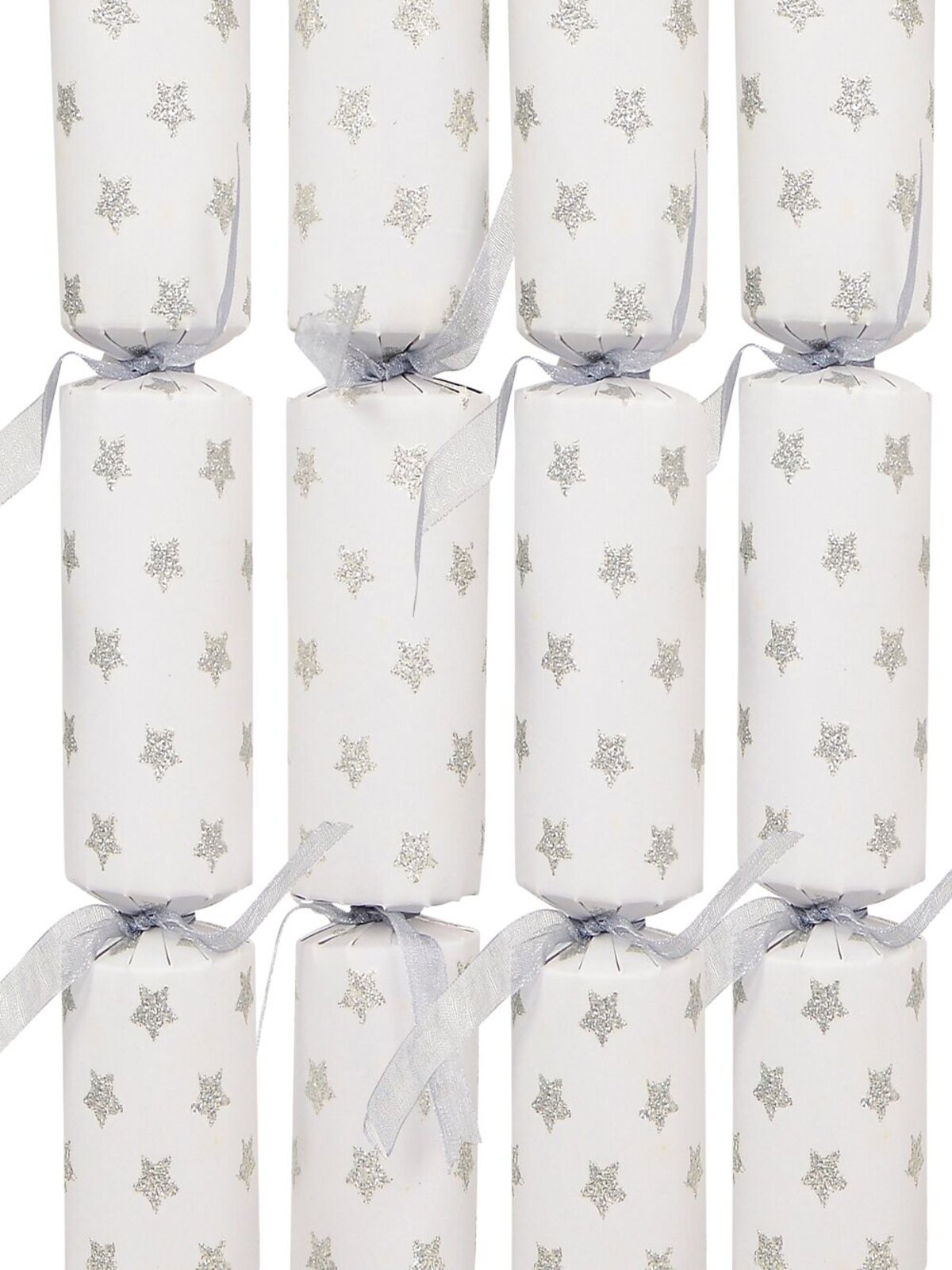White With Silver Stars Bon Bons - 20cm x 8 Pack