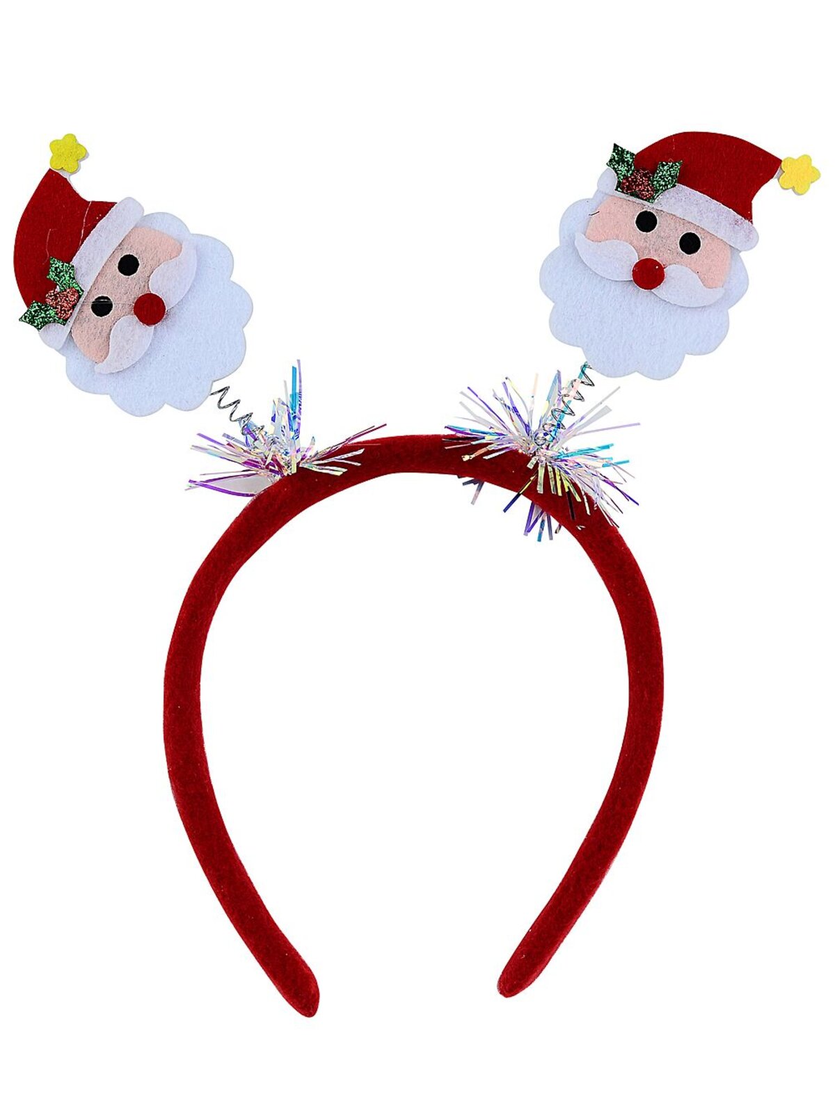 Wobbly Santa Springs Headband With Iridescent Tinsel | One Size Fits Most