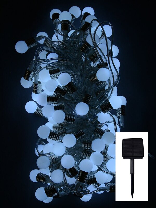 100 Soft Glow Cool White LED Solar String Light - 7m