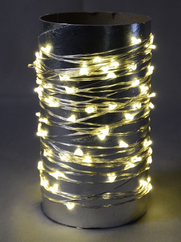 100 Warm White Micro LED Bulb Christmas Wire Seed Battery Lights - 10m