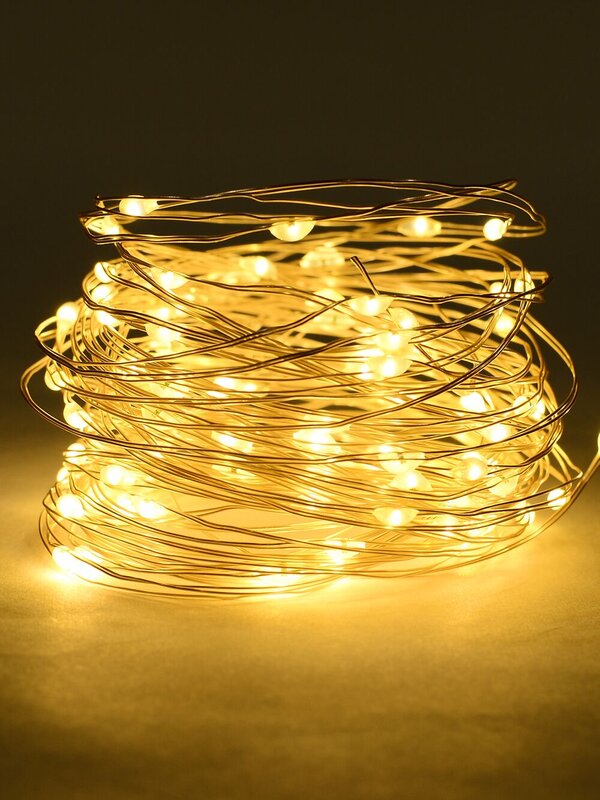 100 Warm White Seed LED String Fairy Battery Lights With Static & Flash | 10m