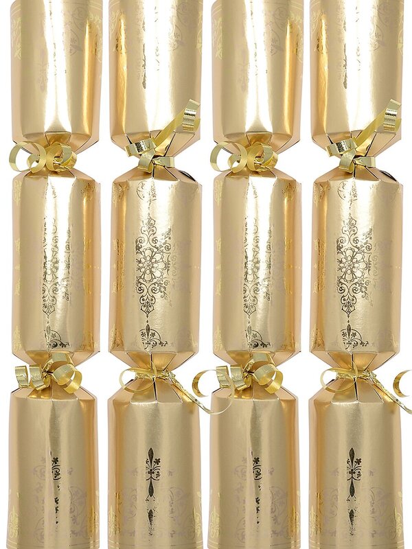 100 x 27cm Shiny Gold With Snowflakes Design Christmas Cracker Bons Bons