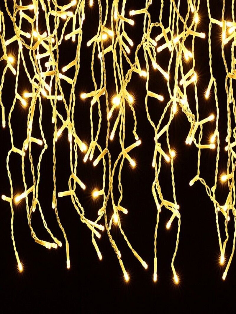 1000 Warm White LED Icicle String Lights 8 Function With Timer | 30m