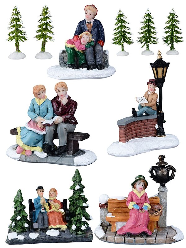 10x Nostalgic Winter Park Village Scene | 11cm Tree