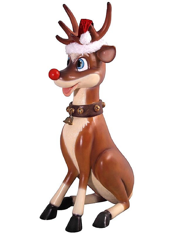 1.1m Cute Sitting Reindeer Life Size Resin Christmas Ornament