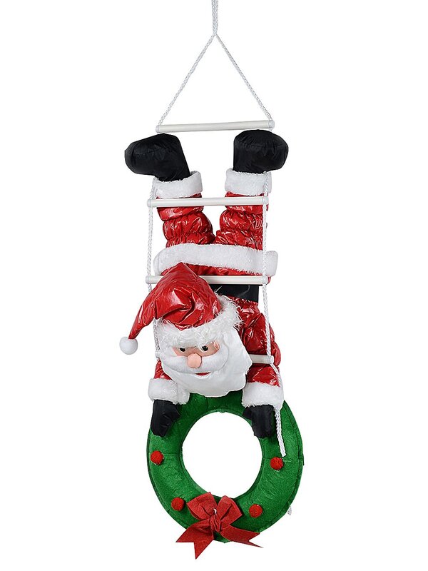 Hanging Santa On Rope Ladder Outdoor Nylon Christmas Decoration | 1.1m
