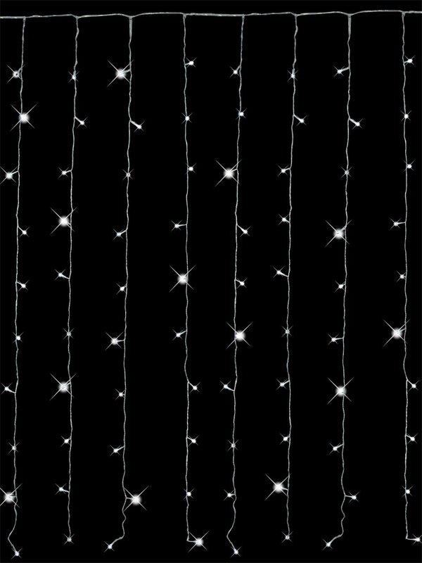 120 Cool White Concave Bulb LED Christmas Curtain Light String - 2.2m