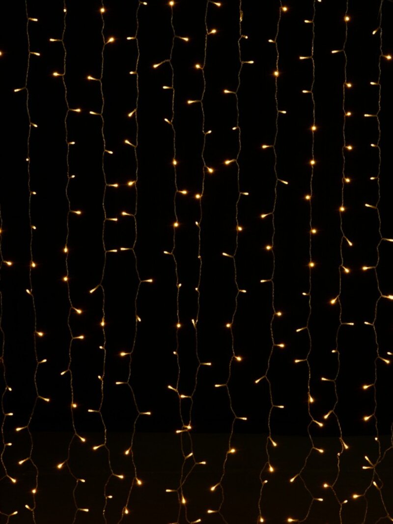 1200 Warm White LED Curtain Light 8 Function With Timer | 6m x 3m