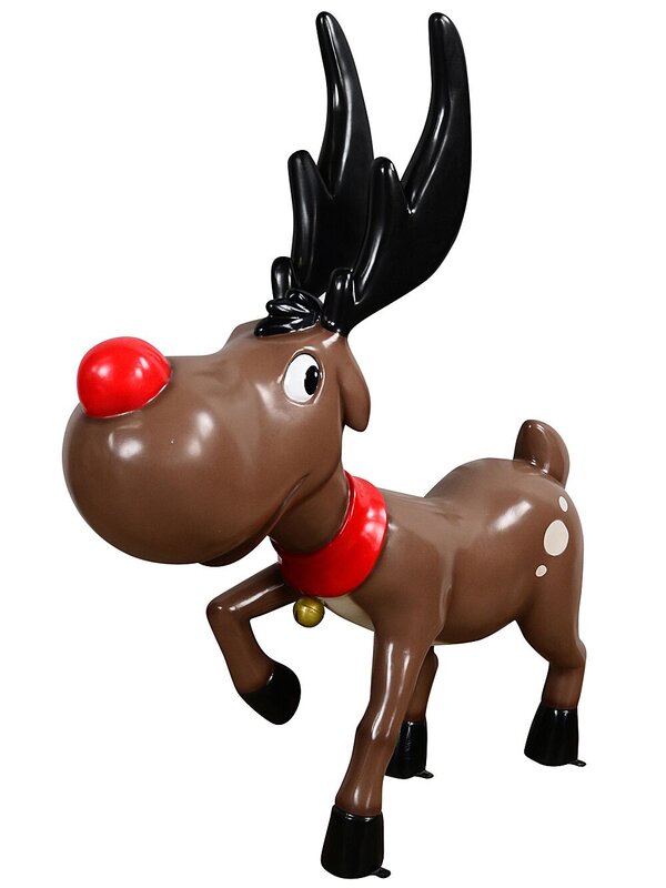 1.2m Cartoon Caricature Red Nose Reindeer Life Size Resin Christmas Ornament