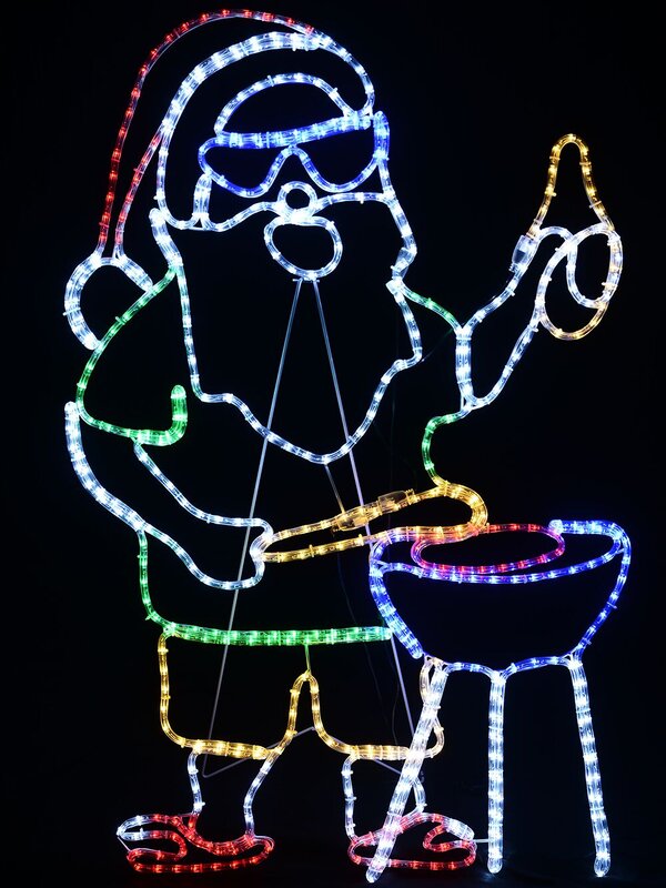 1.2m Cheers! BBQ Cooking Santa Outdoor Christmas Multi Colour LED Display
