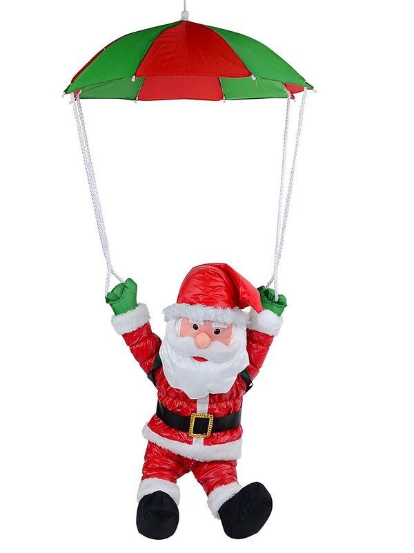 Parachuting Nylon Santa With Backpack Outdoor Decoration | 1.2m