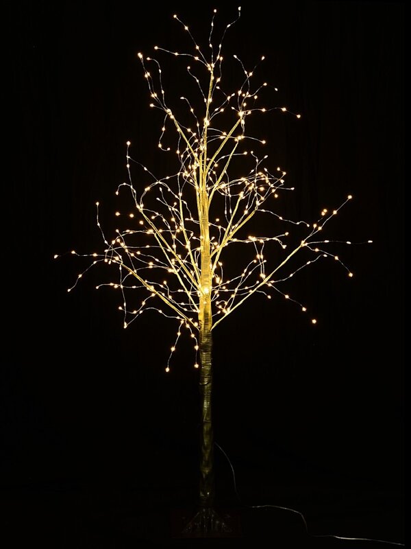 1.2m Warm White LED Gold Branch Outdoor Birch Tree