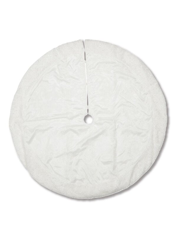 1.2m White With Iridescent Glitter Star & Sunburst Pattern Christmas Tree Skirt