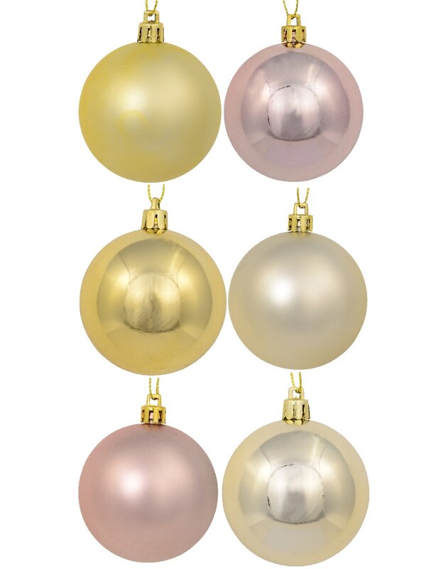 12x Timeless Gold Champagne & Pink Essential Metallic & Matte Bauble | 60mm