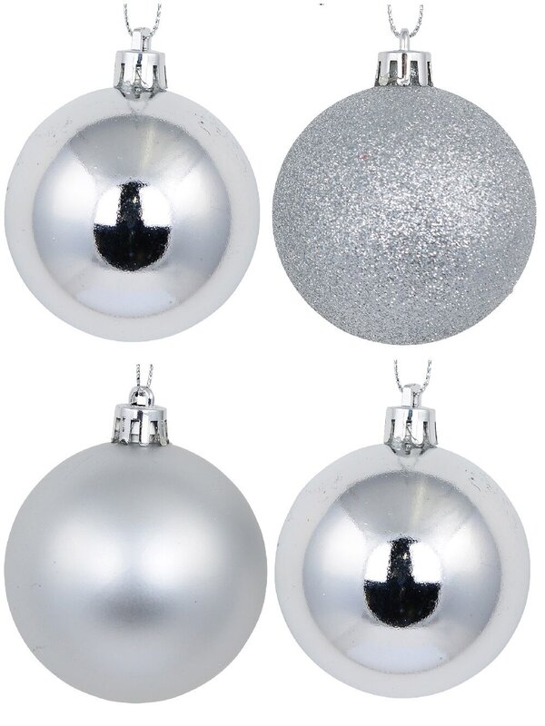 12x Timeless Silver Essential Mixed Finish Baubles | 60mm