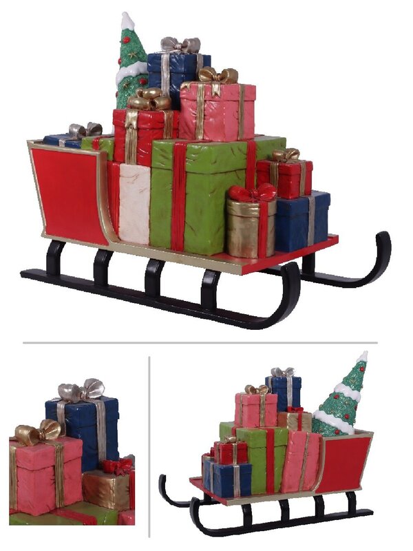 1.3m Santa's Sled Fully Loaded With Gifts Life Size Resin Ornament