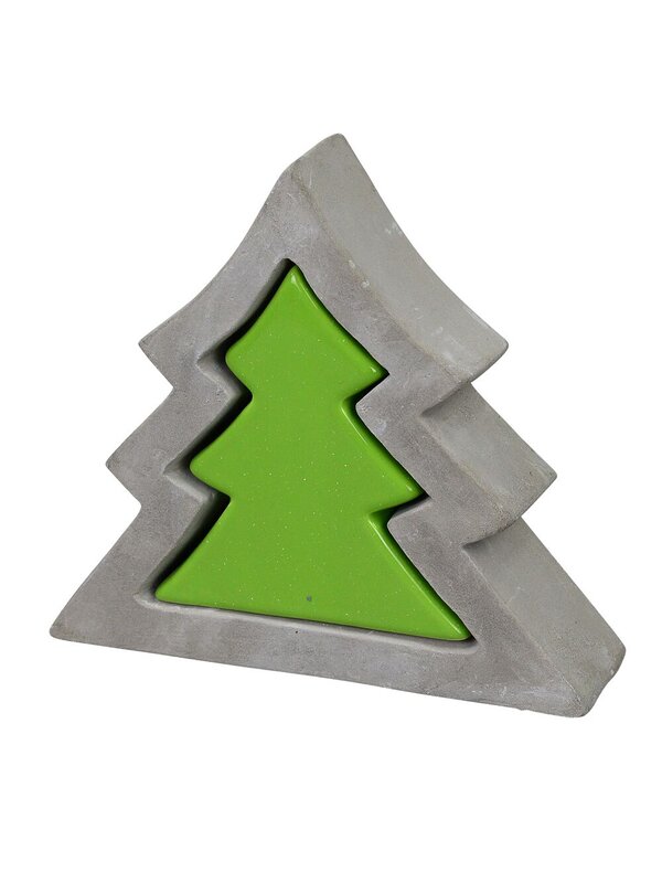 Nested Christmas Tree Concrete Look & Ceramic Christmas Ornament - 18cm
