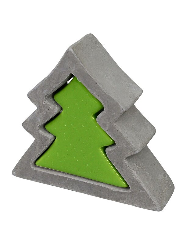 Nested Christmas Tree Concrete Look & Ceramic Christmas Ornament - 12cm