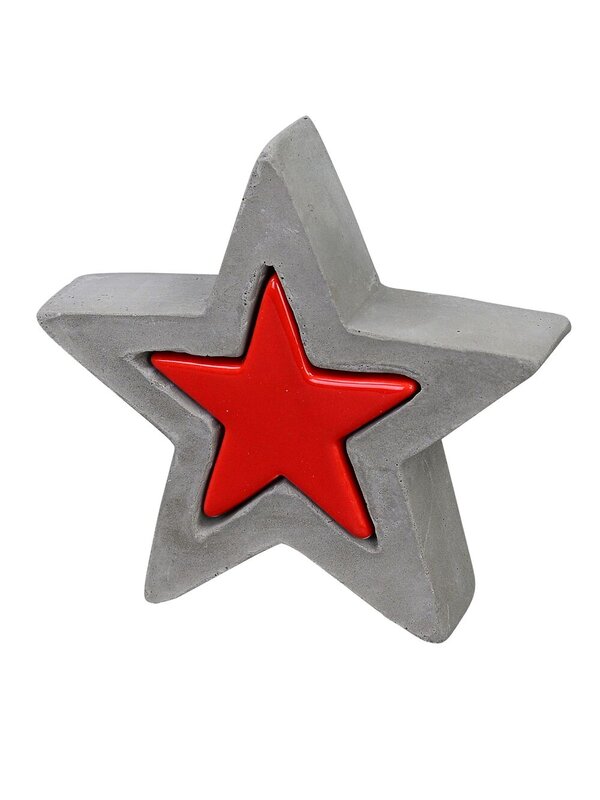 Nested Christmas Star Concrete Look & Ceramic Christmas Ornament - 13cm