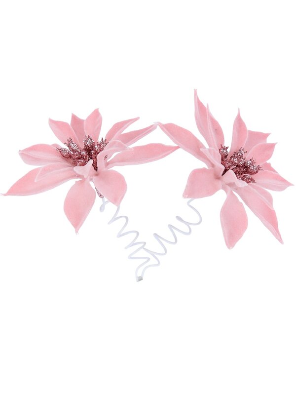 Dual Pink Mini Poinsettia Christmas Tree Clip Pick | 15cm