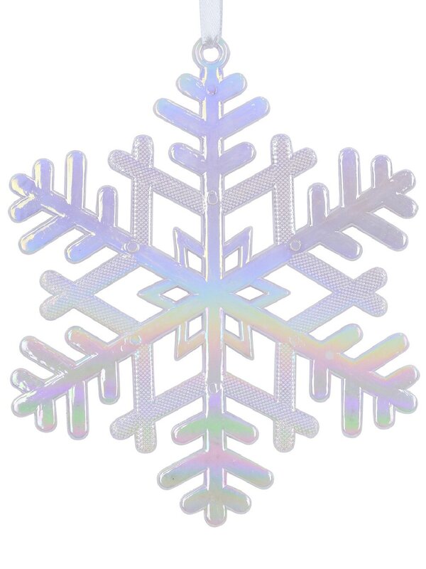 15cm Iridescent Gloss & Textured White Christmas Snowflake Ornament