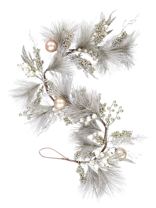 1.5m Decorated Champagne Weymouth Pine Garland | Berries & Baubles
