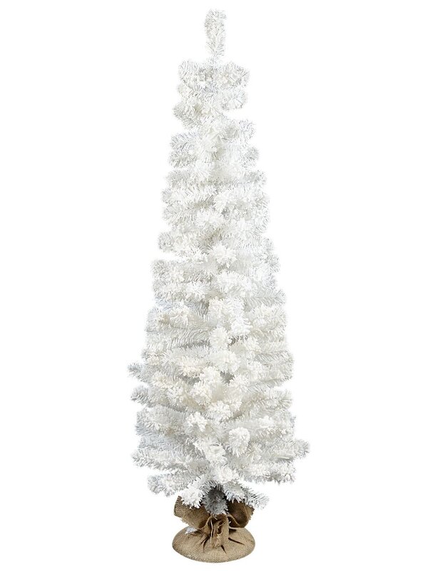1.5m Slim White Foxtail Lightly Flocked Christmas Tree With 212 Fir Tips