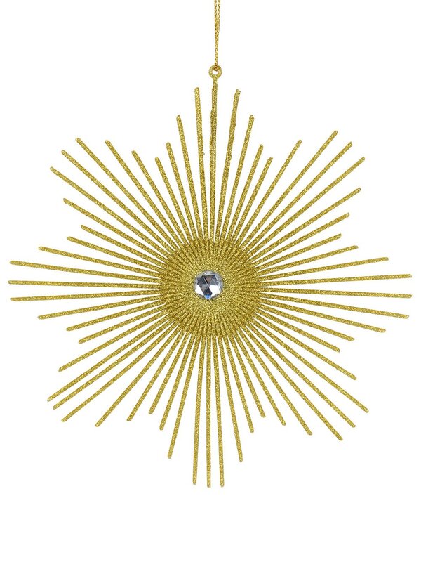 17cm Gold Glitter Starburst With Diamante Christmas Tree Ornament