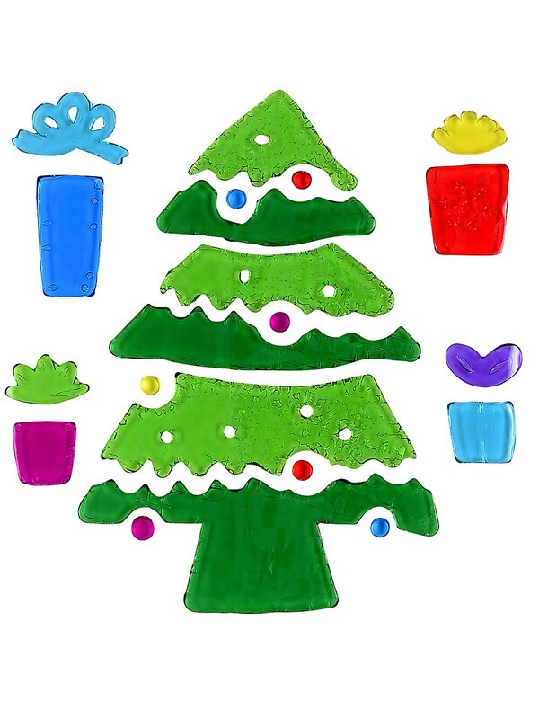 Christmas Tree & Gifts Gel Window Cling | 18cm Removable Static Decal Set