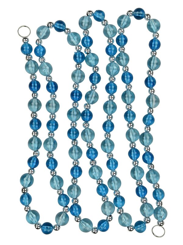 1.8m Clear Turquoise & Silver Christmas Bead Garland