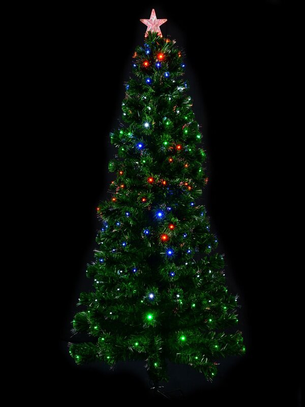 1.8m Multi Colour LED & Fibre Optic Christmas Tree with 200 Tips & Bulbs