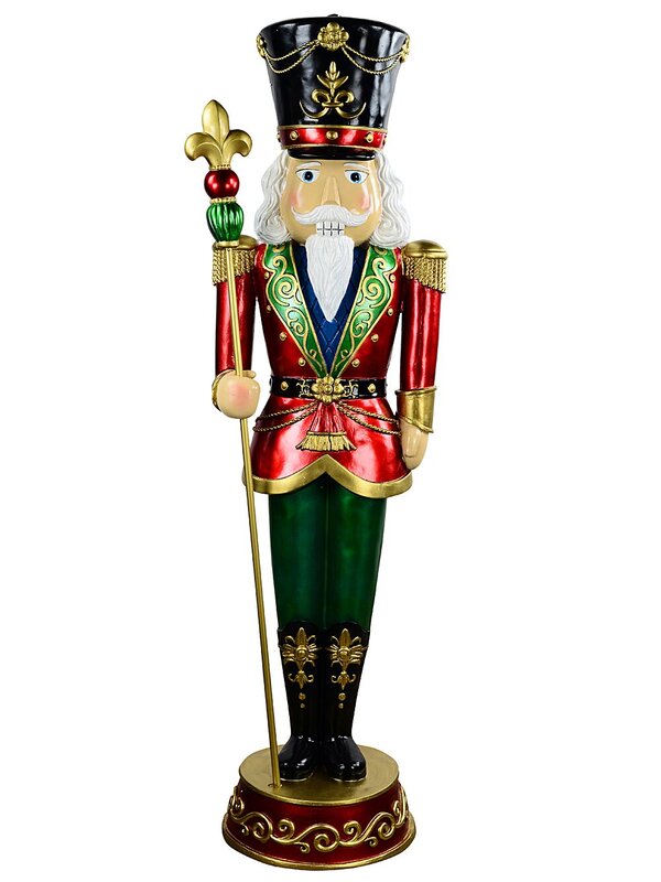 1.8m Red Green & Gold King Nutcracker Life Size Resin Christmas Ornament