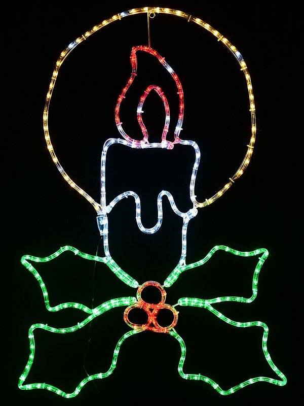 1m Dynamic Candle & Holly Outdoor Christmas LED Rope Light Display