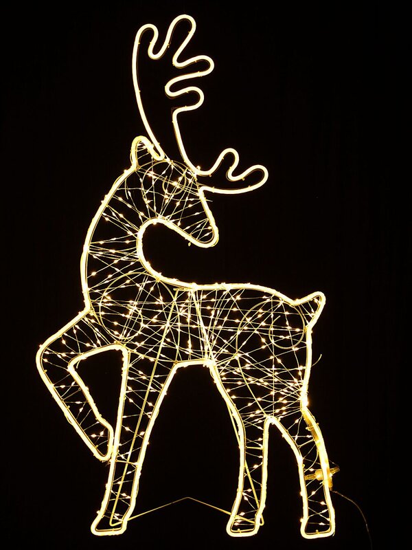 1m Radiant Standing Reindeer Outdoor Warm White Neon & String LED Display
