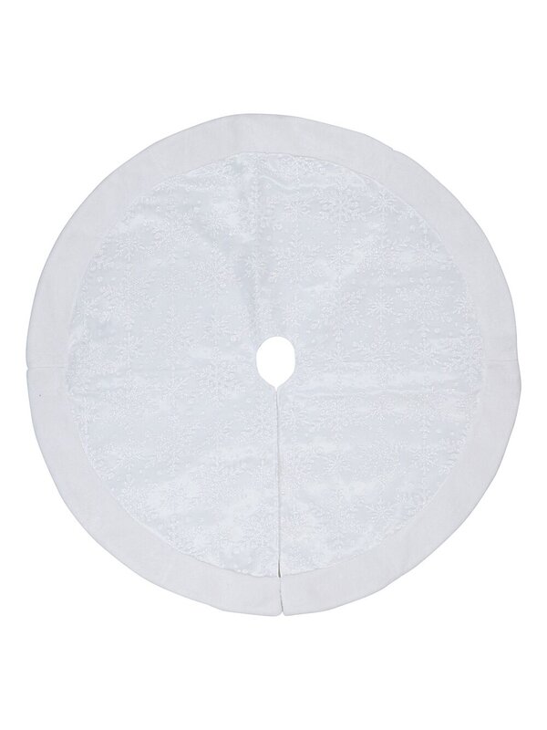 1m White Sheer Organza & Iridescent Snowflake Christmas Tree Skirt