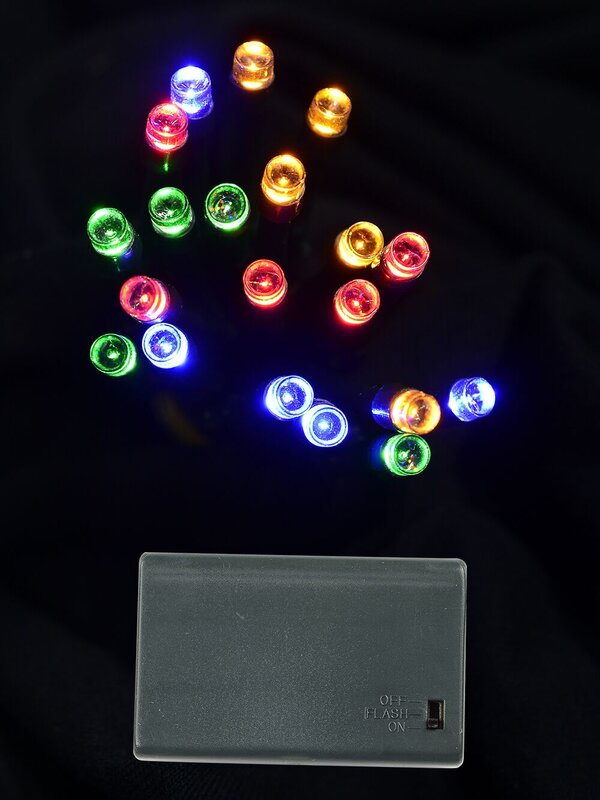 20 Multi Colour LED String Fairy Battery Lights With Static & Flash | 2.4m