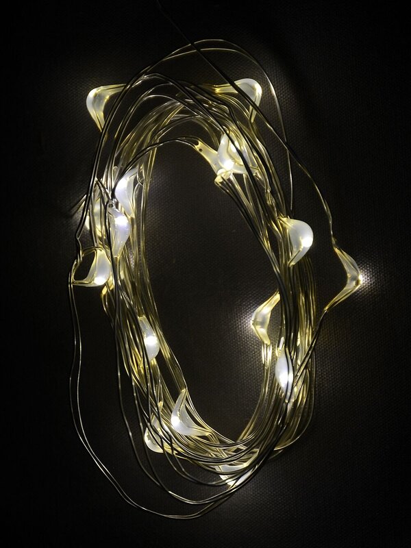 20 Warm White Micro LED Bulb Christmas Wire Seed Battery Lights - 1m