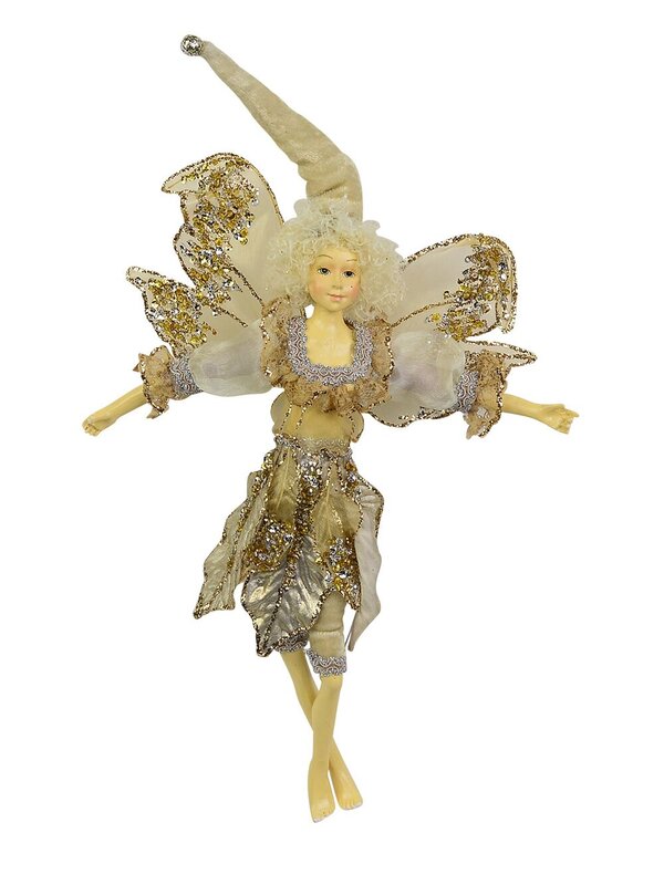 Metallic Gold Christmas Fairy Elf Hanging Ornament - 35cm