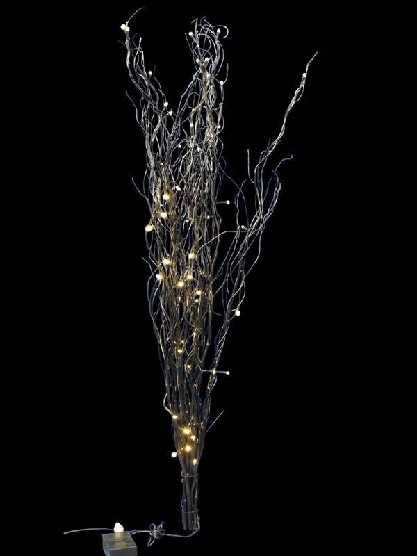 60 Warm White Led Lights On 10 Black Branches - 1m