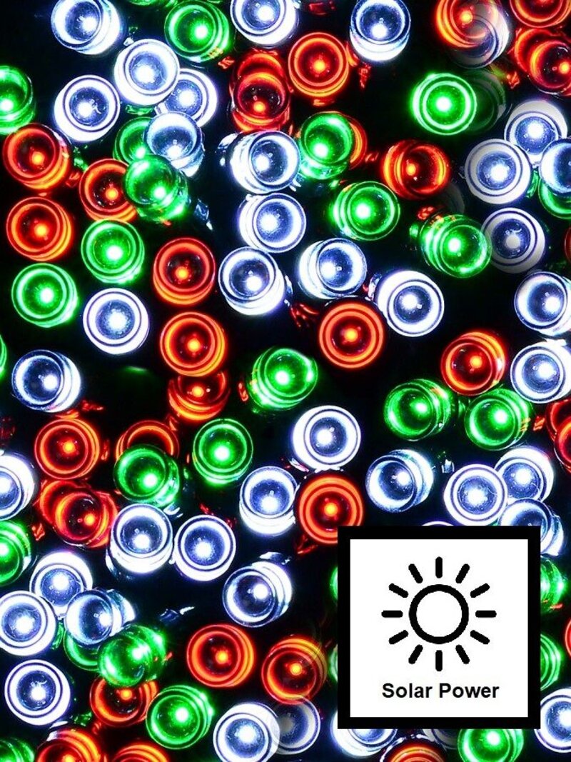 300 Multi Christmas Colour LED Solar String Fairy Lights With 8 Function | 15m