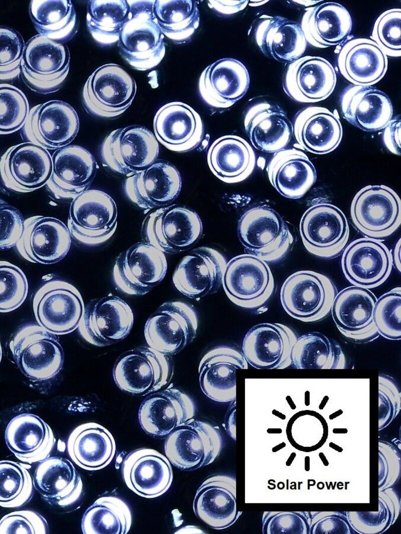 200 Cool White LED Solar String Fairy Lights 8 Function | 20m