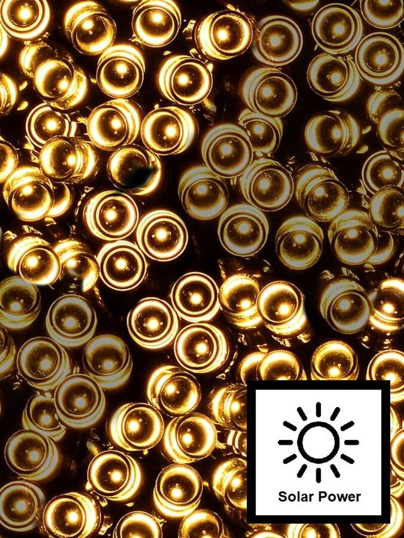 200 Warm White LED Solar String Fairy Lights 8 Function | 20m