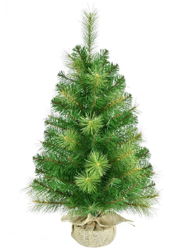 65cm Balsam Pine & Fir Needle Tabletop Tree | 104 Tips & Burlap Base